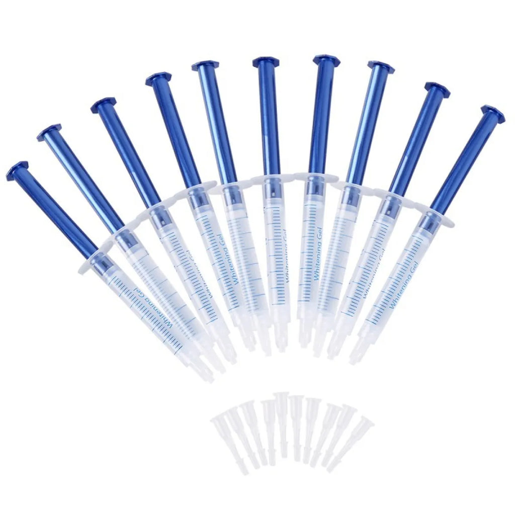 Ten whitening gel syringes included in kit