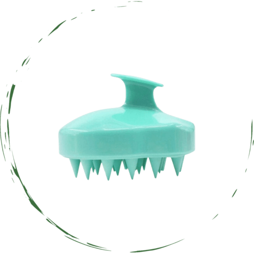 Light blue silicone scalp massaging brush for hair care
